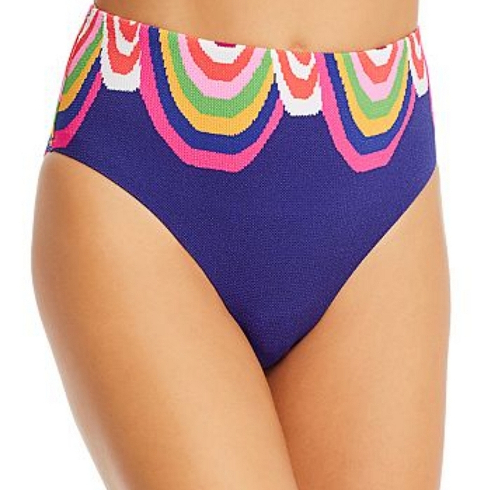 Trina Turk Rainbow Swirl High Waist Bikini Bottom, 12
